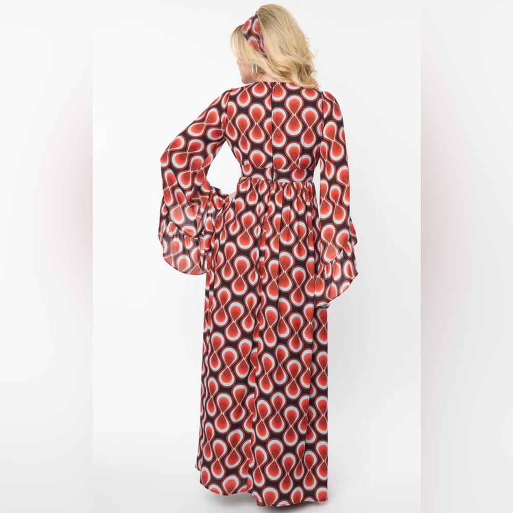 NWT ~ UNIQUE VINTAGE MOD MAXI DRESS ~ GROOVY MAN! - Picture 4 of 7